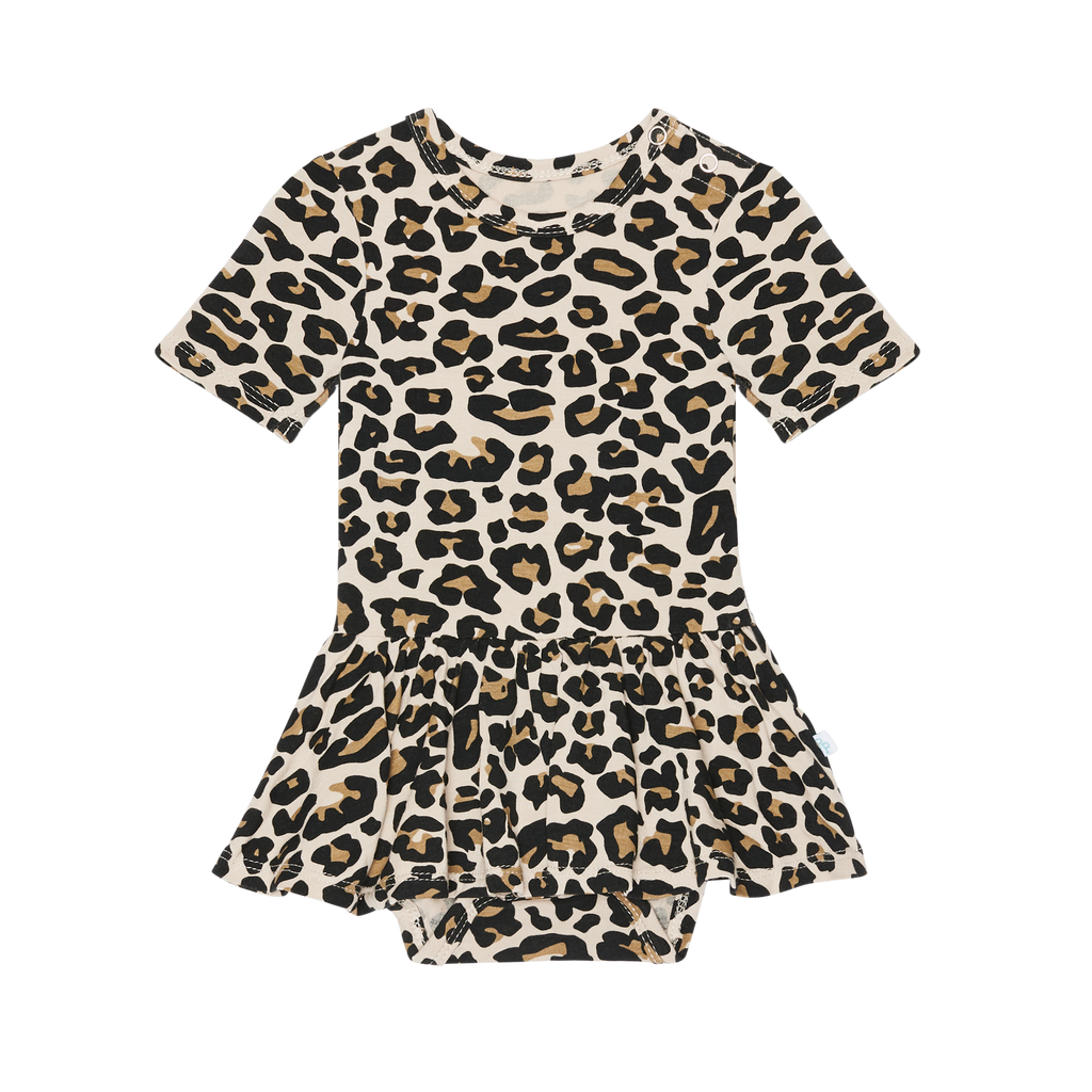 Lana Leopard Tan - Short Sleeve with Twirl Skirt Bodysuit