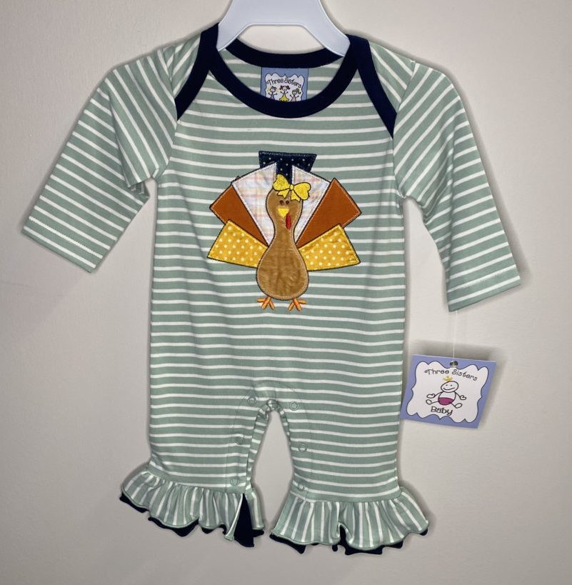 Turkey Applique Girls Romper