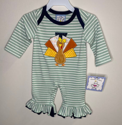 Turkey Applique Girls Romper