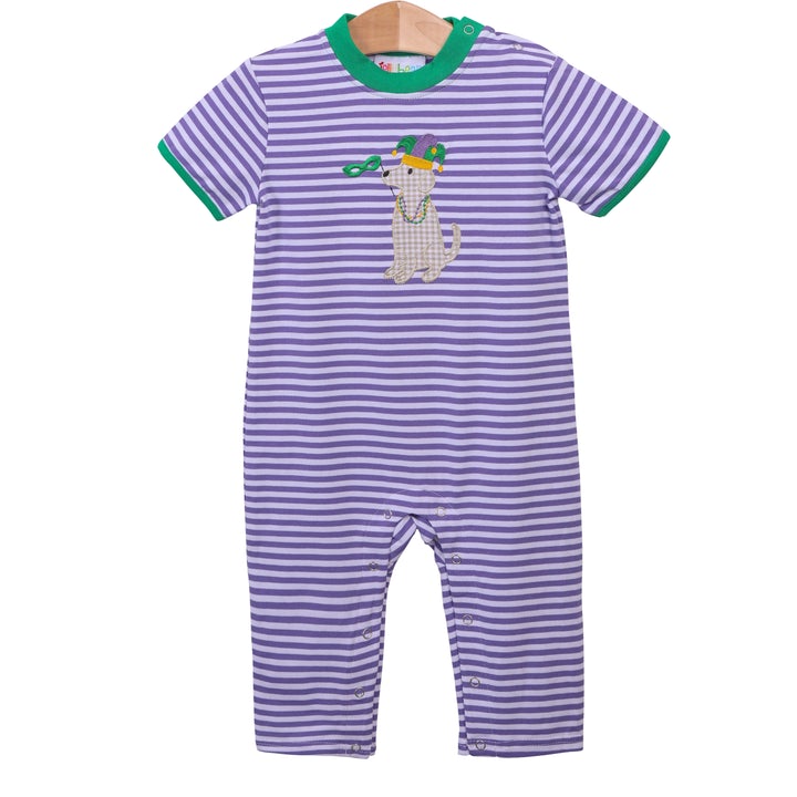 Mardi Gras Dog Applique Romper