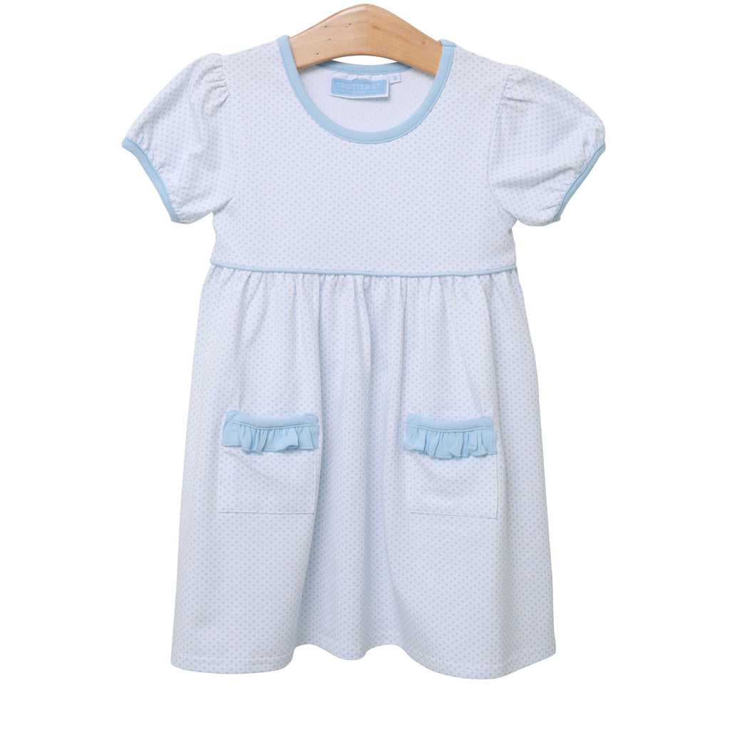Lillian Pocket Dress **Light Blue Dot