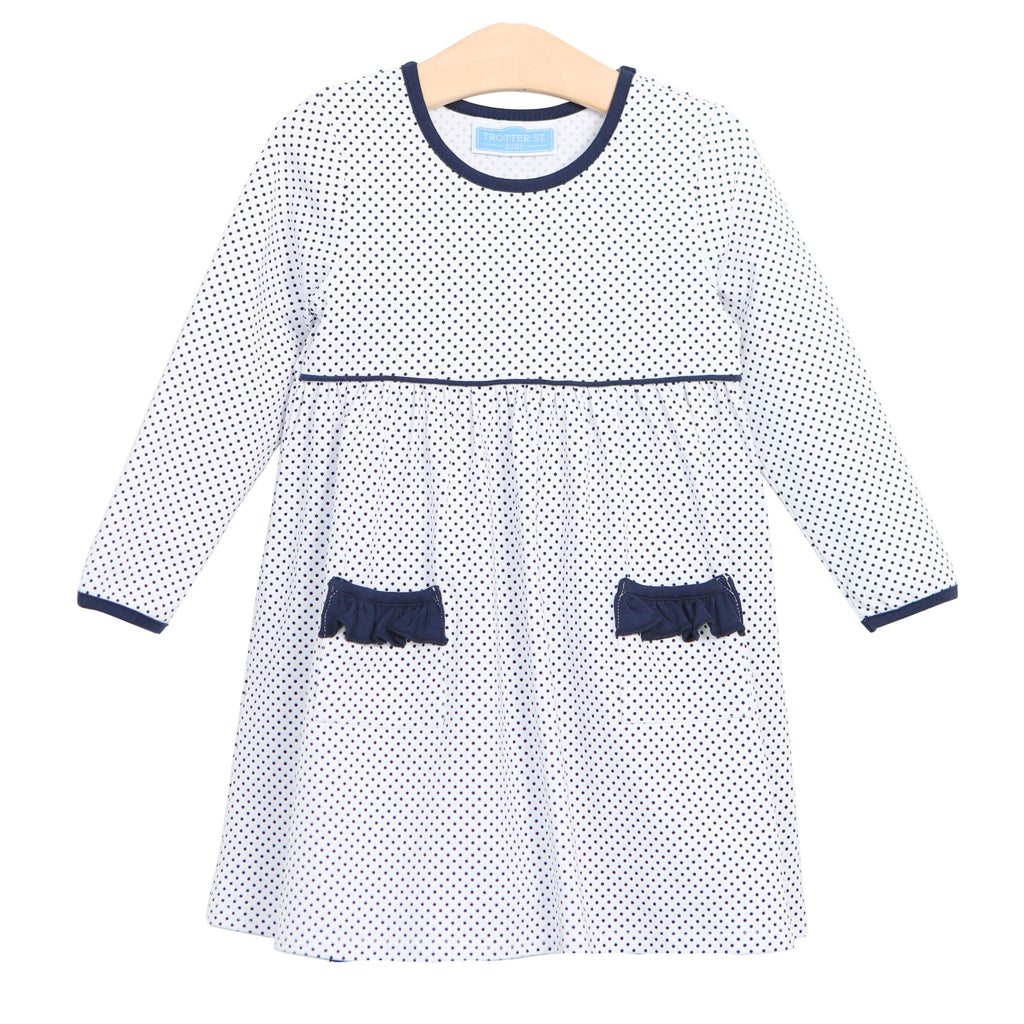 Millie Pocket Dress **Navy Dot