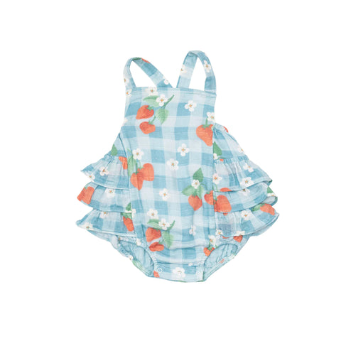 STRAWBERRY GINGHAM Ruffle Sunsuit