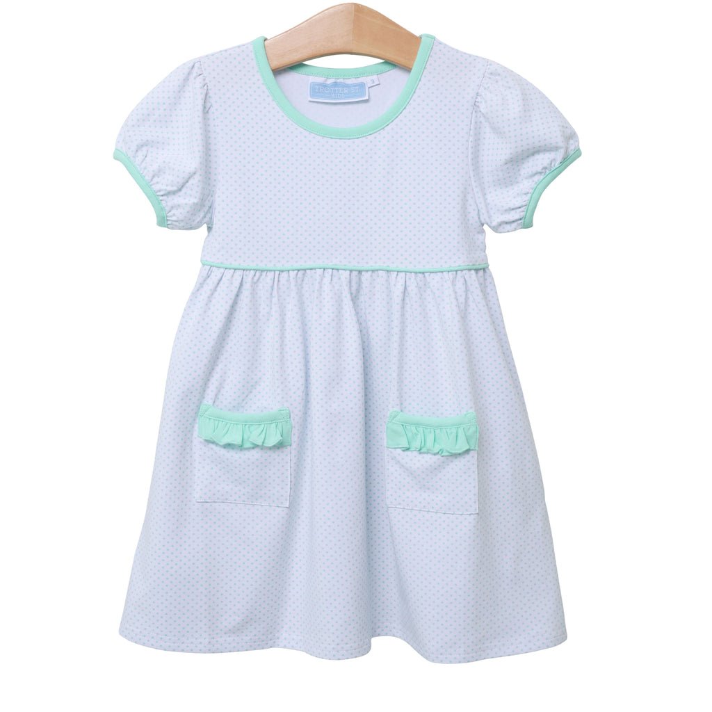 Lillian Pocket Dress **Mint Dot