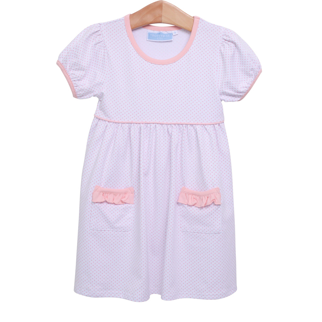 Lillian Pocket Dress **Light Pink Dot