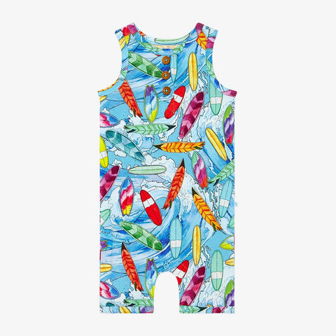 Wave Henley Racerback Short Length Romper