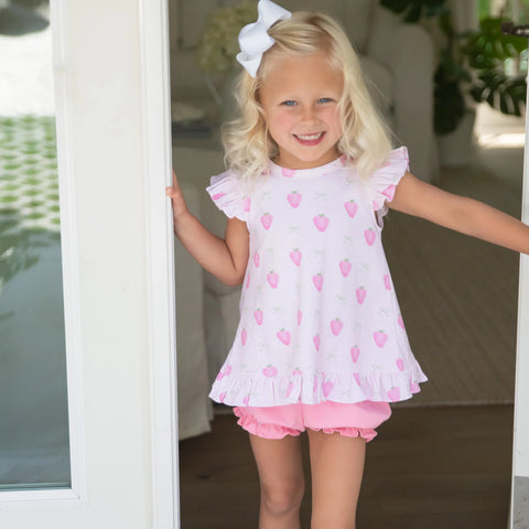 Mae Knit Bloomer Set Strawberry
