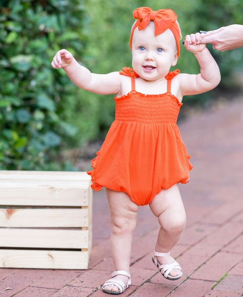 Sunset Ribbed Smocked Bubble Romper