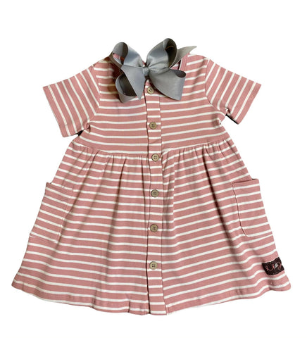 Caroline Ribbed Dress | Rose Stripe