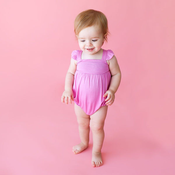 Pink Peony - Basic Ruffled Capsleeve Bubble Romper