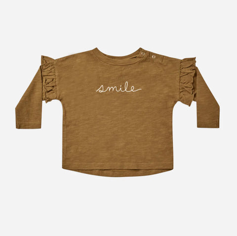 ruffle long sleeve tee || smile