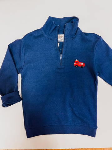 1/4 Zip Royal with Fire Truck