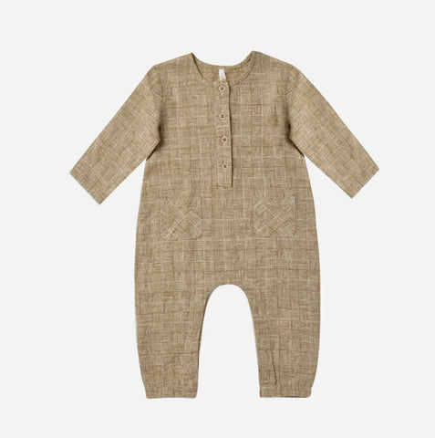 long sleeve woven jumpsuit || check