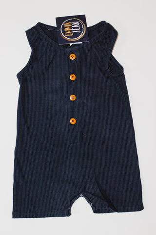 Navy Blue Ribbed Shortall