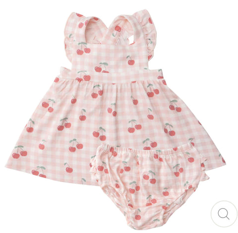 Cherry / Pink Pinafore Top and Bloomer Set